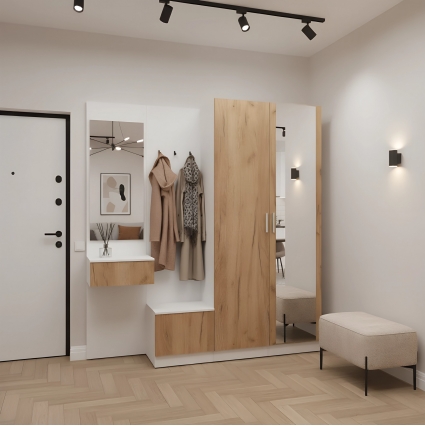 Набор мебели для прихожей "Марсель-111" МР 01-111 В2160 Ш2000 Г420 (ЛДСП Дуб крафт золотой) Набор мебели для прихожей "Марсель-111" МР 01-111 В2160 Ш2000 Г420 (ЛДСП Дуб крафт золотой)